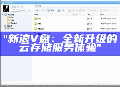 "新浪V盘：全新升级的云存储服务体验"