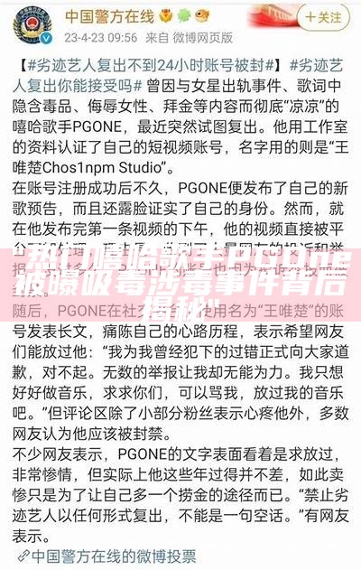 "热门嘻哈歌手PG One被曝吸毒涉毒事件背后揭秘"