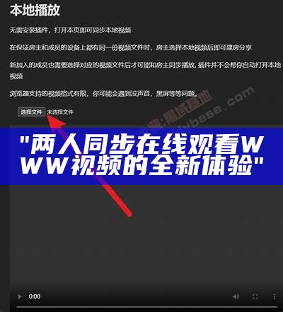 "两人同步在线观看WWW视频的全新体验"