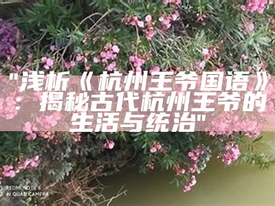 "浅析《杭州王爷国语》：揭秘古代杭州王爷的生活与统治"